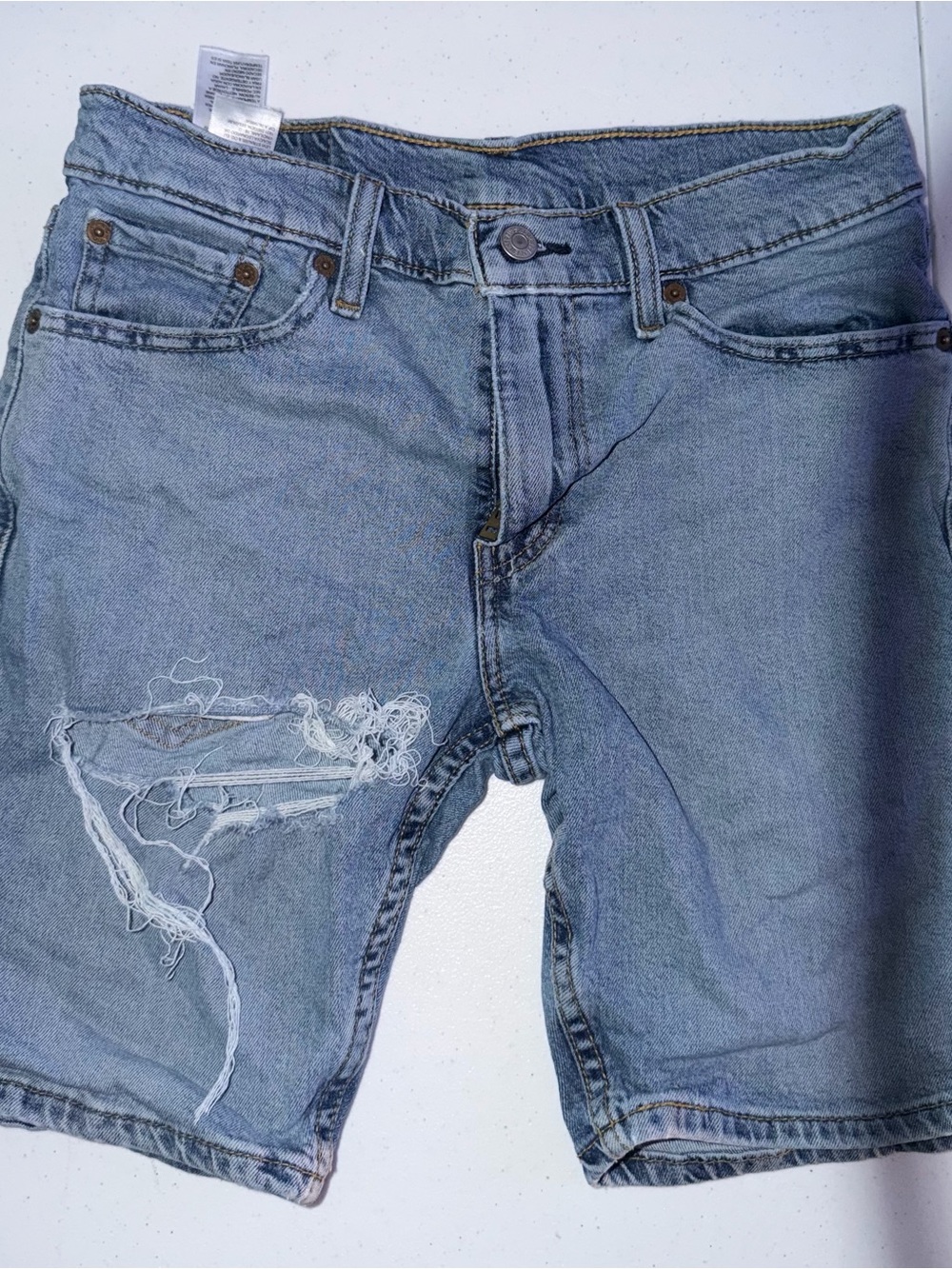 Levi's Light Blue Distressed Denim Shorts